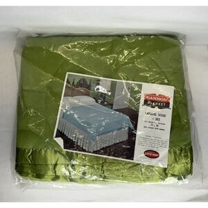 Cannon Blanket Caravel Solid Green Twin/Full 72x90 Satin Binding USA Made NEW